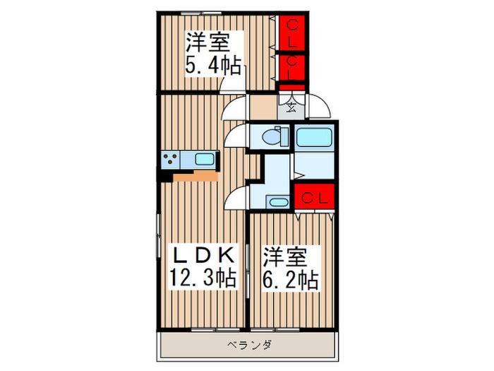 プリームラ(2LDK/1階)の間取り写真