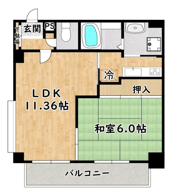 イスズハイツベル加島II(1LDK/4階)の間取り写真