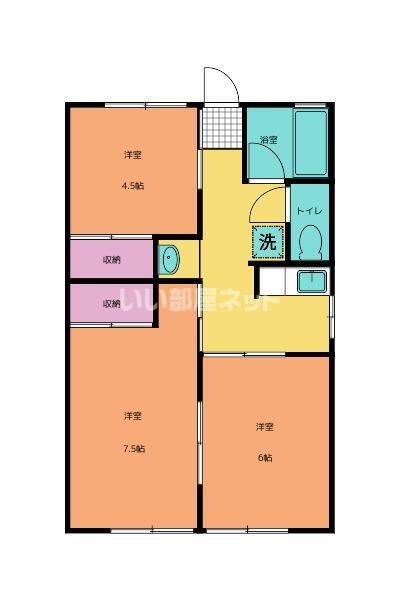 シティハイム アクトI(3DK/1階)の間取り写真