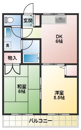 ペルテ津田沼(2DK/2階)の間取り写真