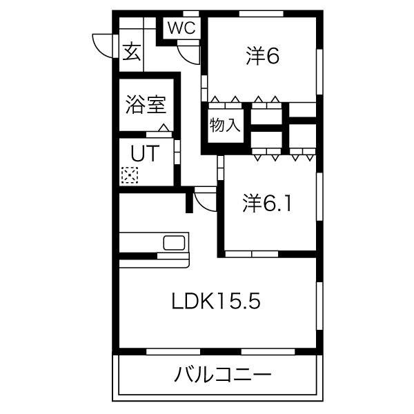 グラン・ソレーユ(2LDK/2階)の間取り写真