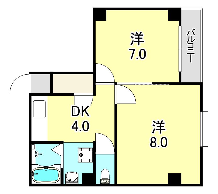 ラパンジール大国5(2DK/5階)の間取り写真