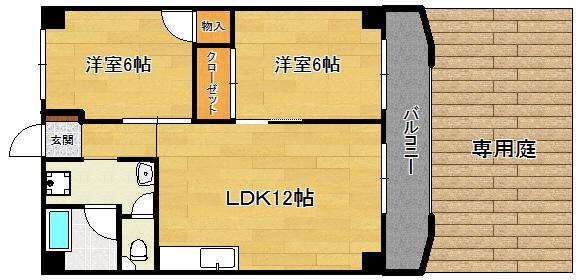 水町ブルーコーポ(2LDK/4階)の間取り写真