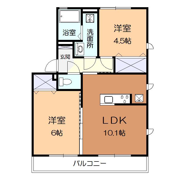 メゾンアルタイル(2LDK/2階)の間取り写真