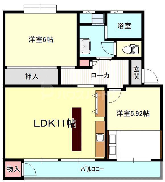 久寺家マンション(2LDK/4階)の間取り写真