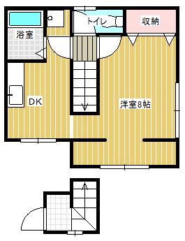 スカイハイツB(1DK/2階)の間取り写真