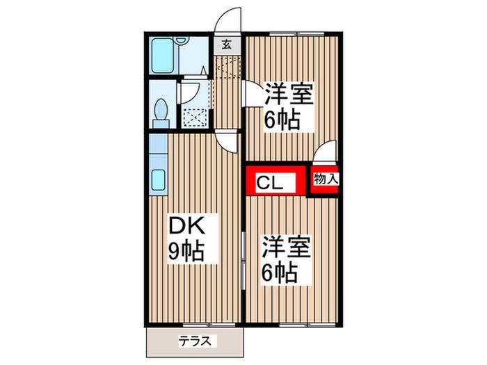 フラワーヒル(2DK/1階)の間取り写真