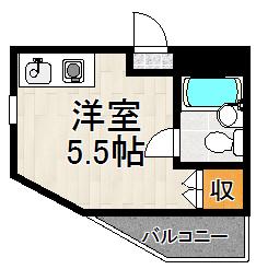 レジェンド新北野(ワンルーム/3階)の間取り写真