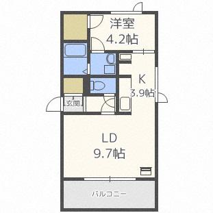 ウエストウィンド(1LDK/2階)の間取り写真