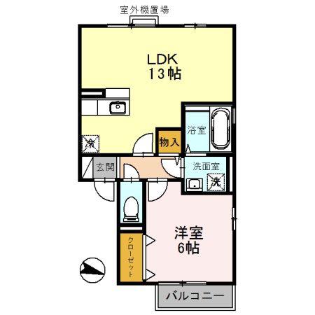 エストコリーヌ I番館(1LDK/2階)の間取り写真