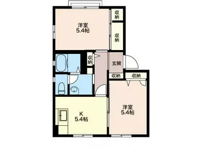 相生ハイツ(2K/1階)の間取り写真