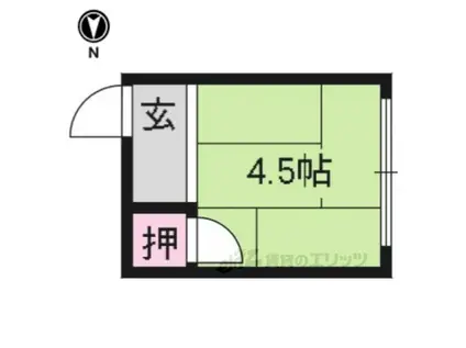 京福電鉄北野線 北野白梅町駅 徒歩10分 2階建 築56年(ワンルーム/1階)の間取り写真