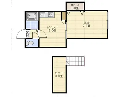 ウエストヒルズ月見野(1DK/1階)の間取り写真