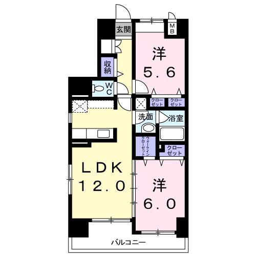 POSEIDON(2LDK/7階)の間取り写真