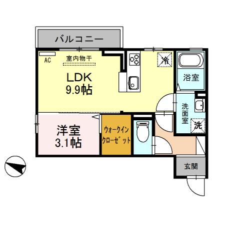 コンフォート 302(1LDK/3階)の間取り写真