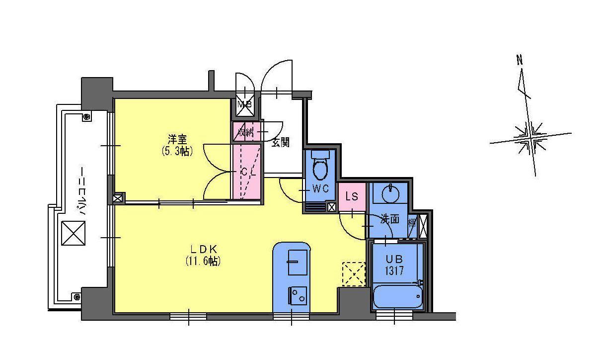 SK BUILDING-501(1LDK/4階)の間取り写真