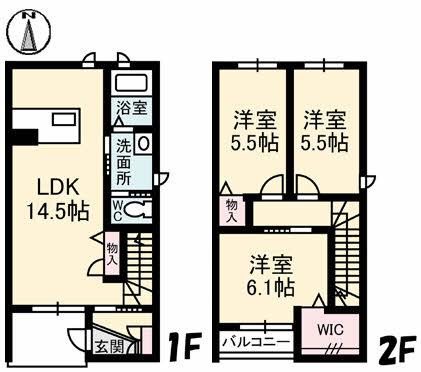ブランシェ佐藤 3棟(3LDK/1階)の間取り写真