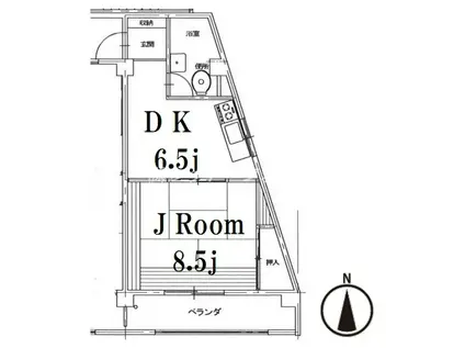 薬院マンション(1DK/3階)の間取り写真