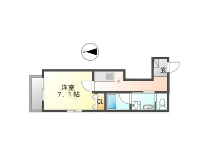 GRACE HILL(1K/4階)の間取り写真