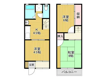 テニメントハウス(3DK/2階)の間取り写真