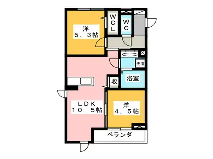 アナシエ石神井台(2LDK/2階)の間取り写真