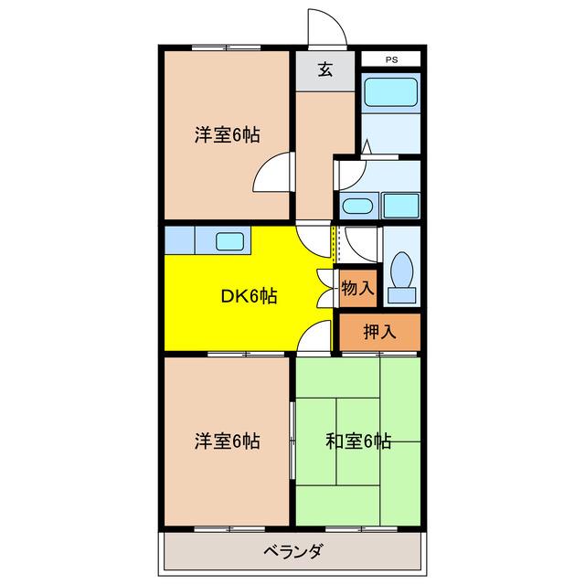 フォレストハイム21(3DK/2階)の間取り写真