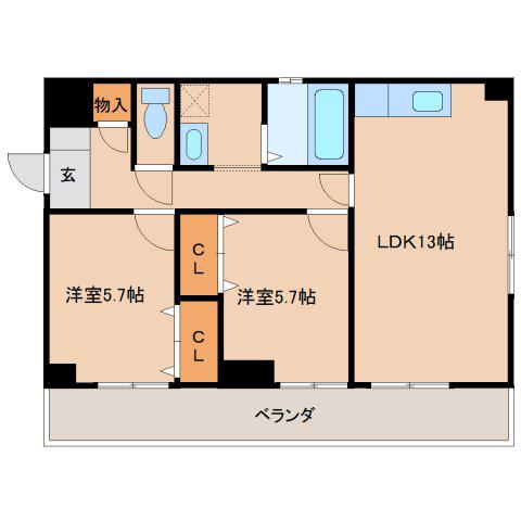 フォレスタコート(2LDK/2階)の間取り写真