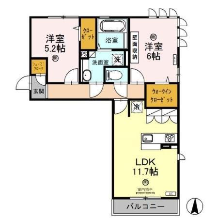 ロイジェントパークスレイクタウンII M(2LDK/2階)の間取り写真