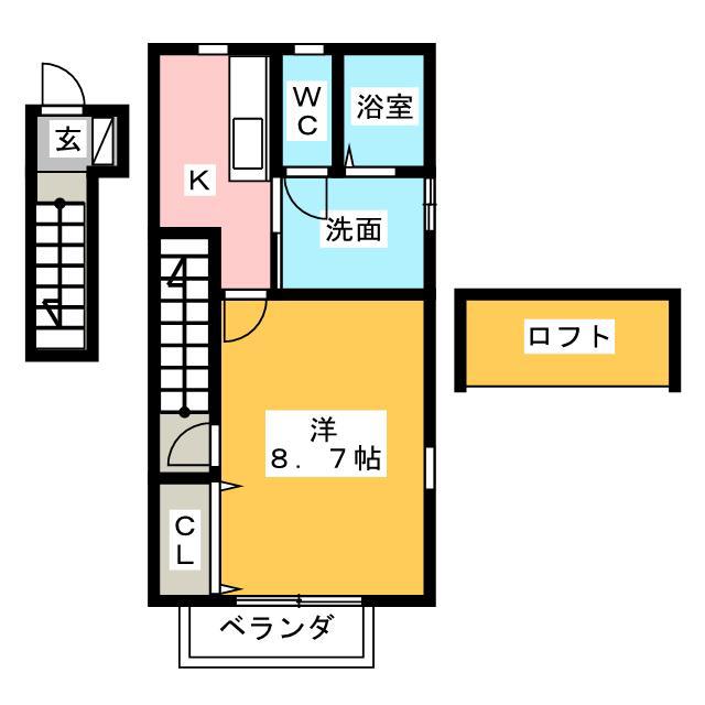 ビラエルム(1K/2階)の間取り写真