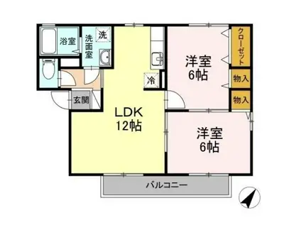 ぷらむハイツA棟(2LDK/1階)の間取り写真
