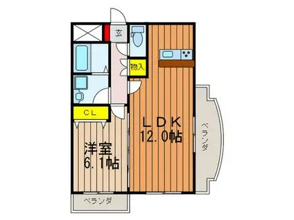 S-CUBE長尾(1LDK/1階)の間取り写真
