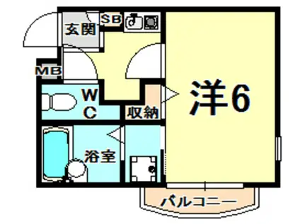 プレステージフジ西宮 弐番館(1K/2階)の間取り写真