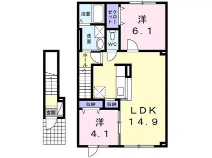 セレーノKII(2LDK/2階)の間取り写真