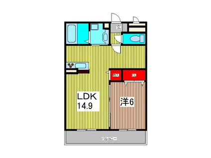 埼玉高速鉄道 川口元郷駅 徒歩15分 3階建 築9年(1LDK/2階)の間取り写真