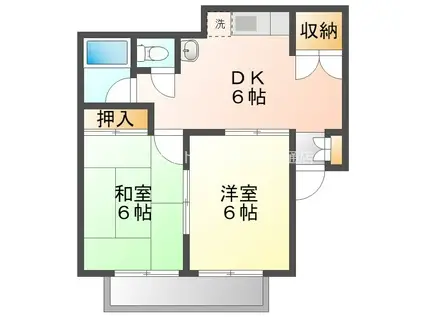 牧野智昭アパート(2DK/1階)の間取り写真