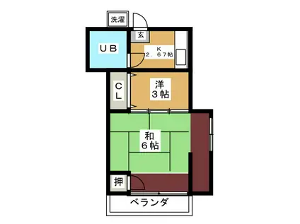 コーポ上田(2K/1階)の間取り写真