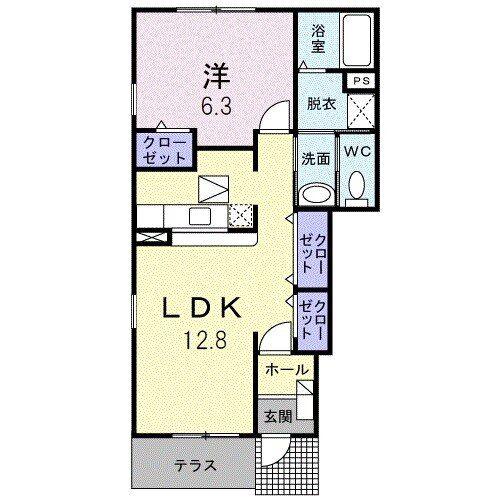すいふようB(1LDK/1階)の間取り写真