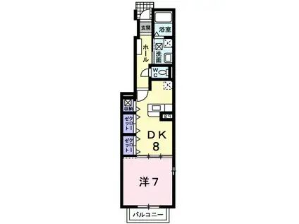 IWING21(1DK/1階)の間取り写真