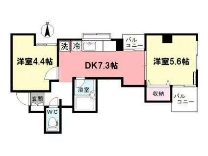パレス井口(2DK/7階)の間取り写真