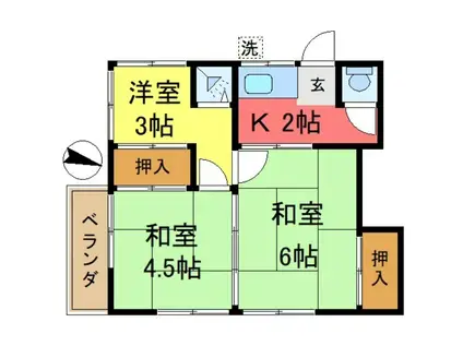 第2長谷川荘(3K/2階)の間取り写真