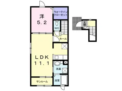 プラシードIII(1LDK/2階)の間取り写真