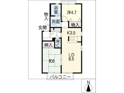 サンロジュマン A・B棟(2LDK/2階)の間取り写真