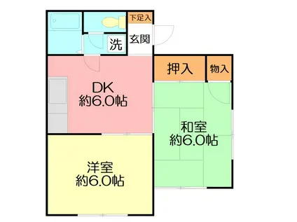 リトル王(2DK/2階)の間取り写真