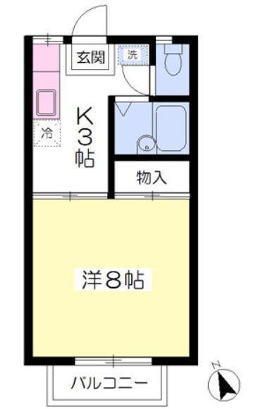 ポリマーローズ(1K/2階)の間取り写真