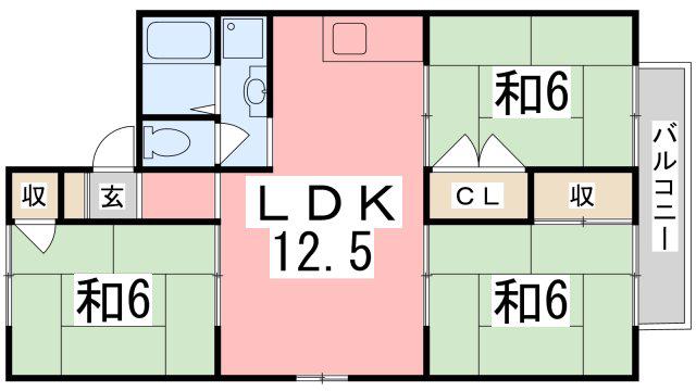 ガーデンハウス C棟(3LDK/2階)の間取り写真