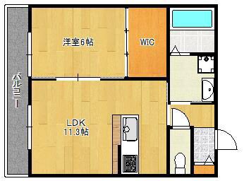ウエスト魚住II(1LDK/2階)の間取り写真