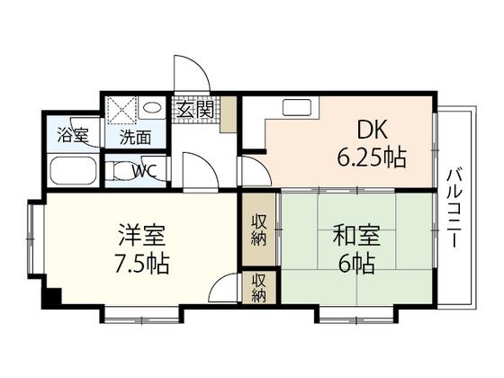 第1木本ビル(2DK/9階)の間取り写真