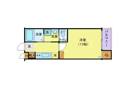アリュール薬師堂駅前(1K/2階)の間取り写真