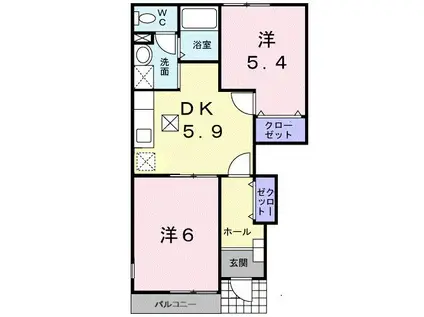 グランツI(2DK/1階)の間取り写真