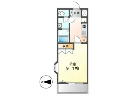 エスタジール(1K/2階)の間取り写真